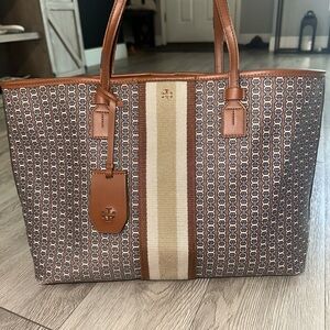 Tory Burch Gemini Link Brown Tote Bag Purse